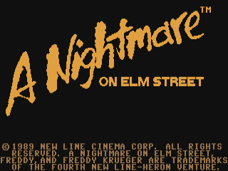 A Nightmare on Elm Street title screen for Commodore 64